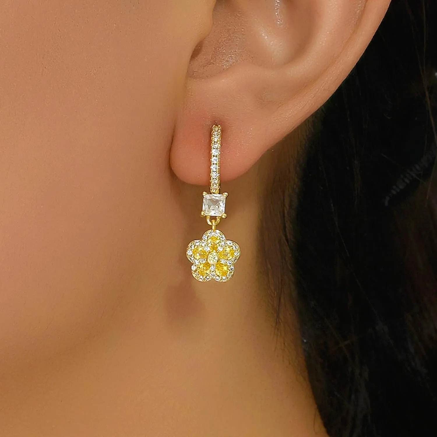 Drop Dangle Earrings for Women - Butterfly, Flowers, Heart, Square, Pearl, Lightning Huggie Hoop Earrings | Cubic Zirconia Earrings for Birthday Party
