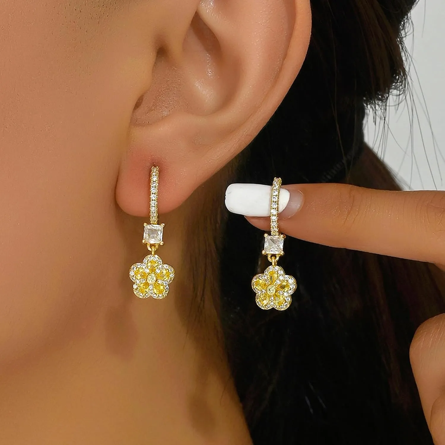 Drop Dangle Earrings for Women - Butterfly, Flowers, Heart, Square, Pearl, Lightning Huggie Hoop Earrings | Cubic Zirconia Earrings for Birthday Party
