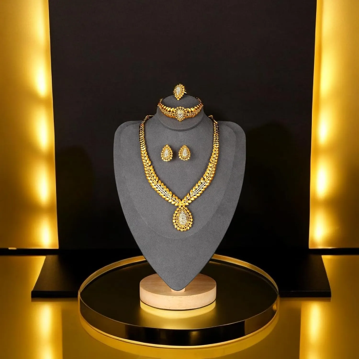 Dubai Gold Jewelry Sets for Women Golden Luxury 4Pcs Gold Costume Jewelry Sets for Women Mother's Day Gifts