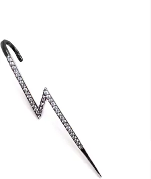 Earrings Hook Black Long Lightning Helix Hook Earrings for Women Teen Crystal Personalized Ear Wrap Crawler Piercing Jewelry Gifts