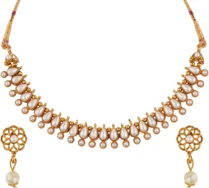 Efulgenz Indian Choker Sets Crystal Indian Jewelry Sets for Women Bollywood Faux Kundan Pearl Choker Necklace Earrings Set Wedding Jewelry for Women