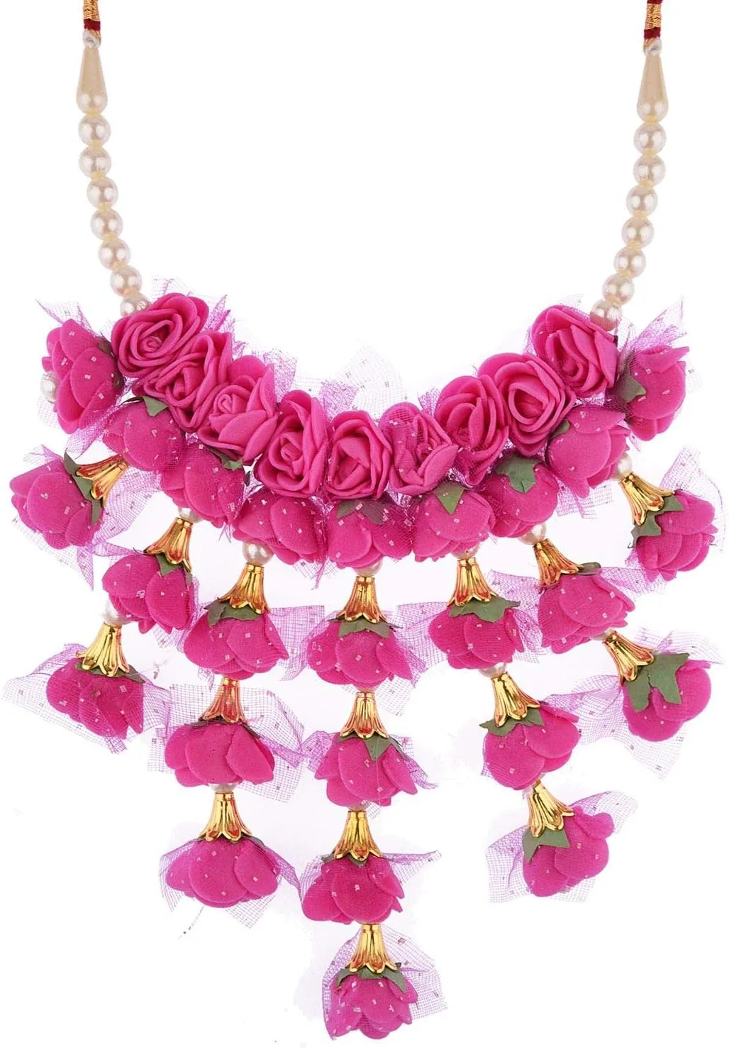 Efulgenz Indian Floral Haldi Mehandi Jewelry Set for Women Necklace Earrings Maangtikka Bracelet Set Flower Haldi Mehandi Jewelry Bollywood Bridal Wedding Jewelry