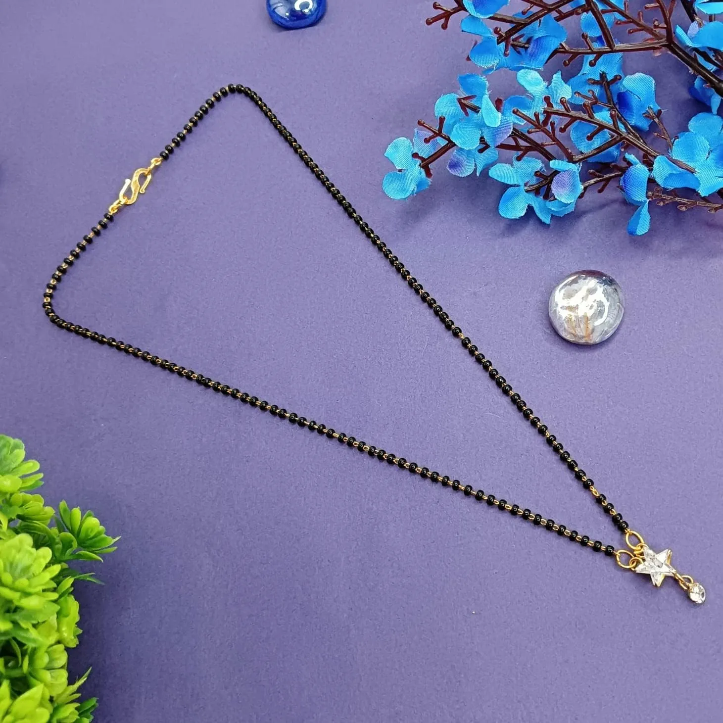 Efulgenz Indian Jewelry Mangalsutra Bollywood Traditional Crystal Pendant Necklace Black Beads Chain Mangalsutra Jewelry for Women