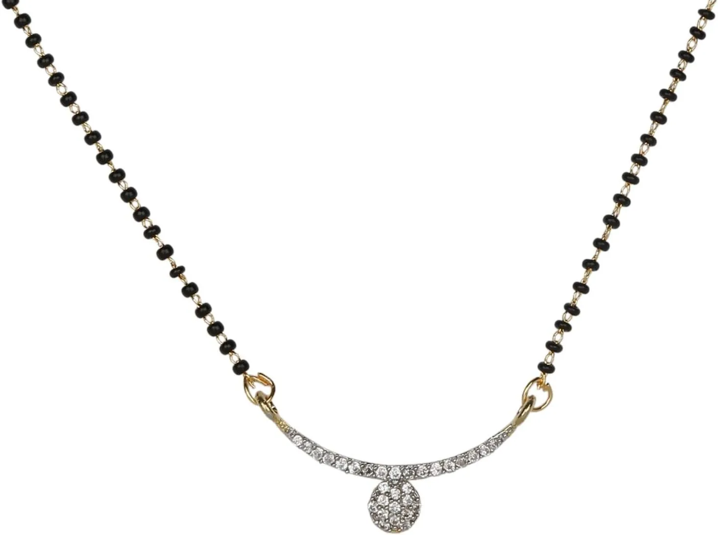 Efulgenz Mangalsutra Indian Jewelry Traditional Black Beaded Gold Plated CZ Pendant Necklace for Women