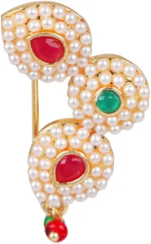 Efulgenz Mothers Day Gift Indian Jewelry Crystal Kundan Faux Pearl Clip On Nose Ring Pin Fake Septum Ring Non Piercing Body Jewelry