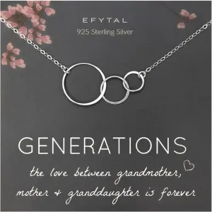 EFYTAL 3 Generations Necklace - Mother's Day Gift for Grandma, Nana | Jewelry