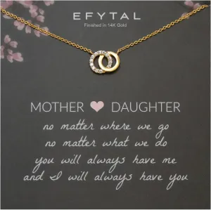 EFYTAL Mother Daughter Necklace, Mothers Day Gift for Mom or Daughter, Mama Jewelry Gifts, Mom Gifts