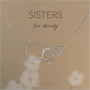 EFYTAL Sisters Gifts from Sister, 925 Sterling Silver Three Circle Necklace for Women, Big Sister Gifts, 3 Sisters For Eternity