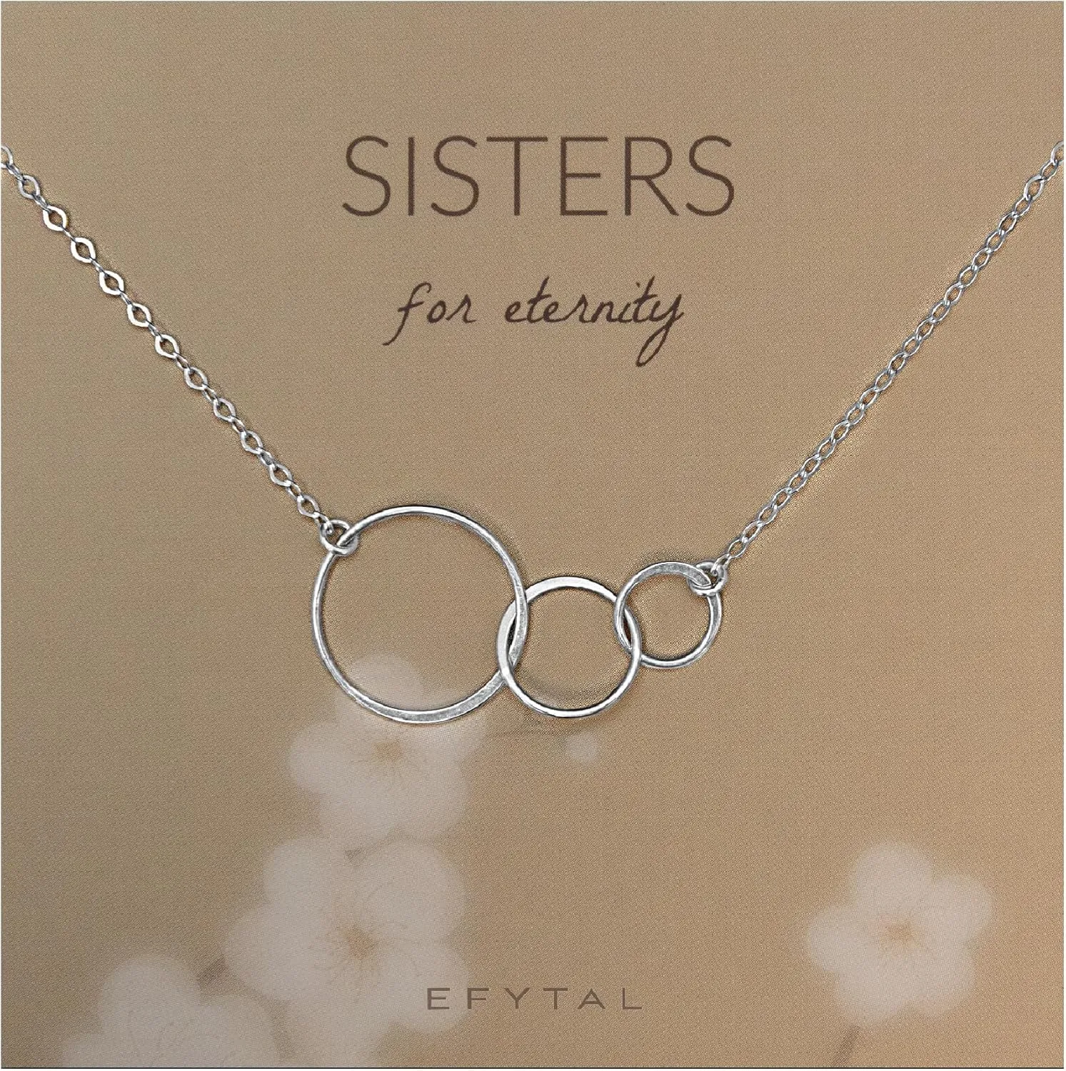 EFYTAL Sisters Gifts from Sister, 925 Sterling Silver Three Circle Necklace for Women, Big Sister Gifts, 3 Sisters For Eternity