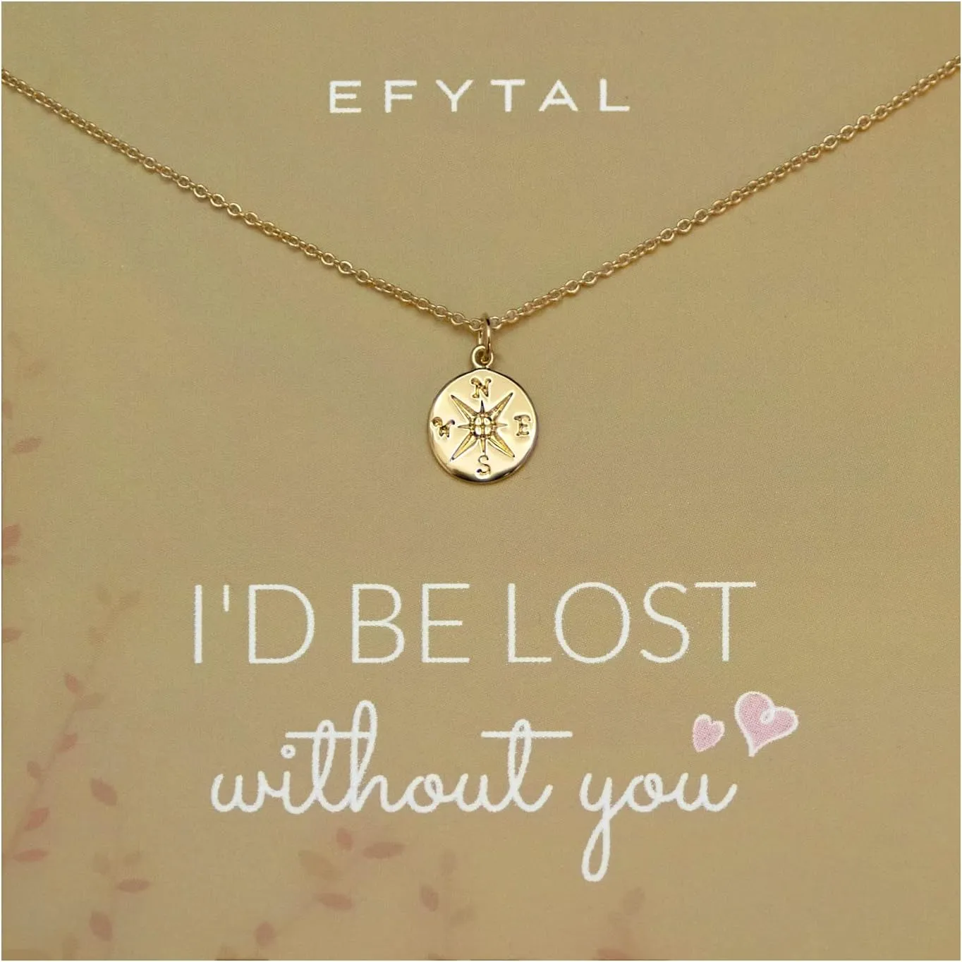 EFYTAL Sterling Silver or 14K Gold Plated Compass Necklace for Girlfriend|Women|Wife, Small Gifts for Friends, Best Friend Gift Ideas