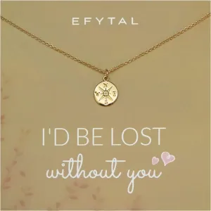 EFYTAL Sterling Silver or 14K Gold Plated Compass Necklace for Girlfriend|Women|Wife, Small Gifts for Friends, Best Friend Gift Ideas