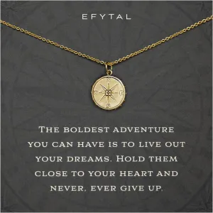EFYTAL Sterling Silver or Gold Plated Studded Compass Necklace - Inspirational Gifts for Women: Retirement, Friendship, Farewell or New Job