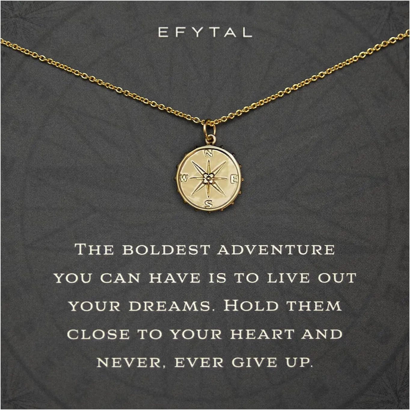EFYTAL Sterling Silver or Gold Plated Studded Compass Necklace - Inspirational Gifts for Women: Retirement, Friendship, Farewell or New Job