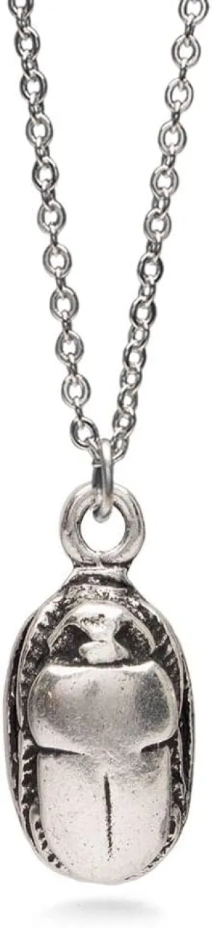 Egyptian Scarab Pendant Necklace - Antique Silver Plated