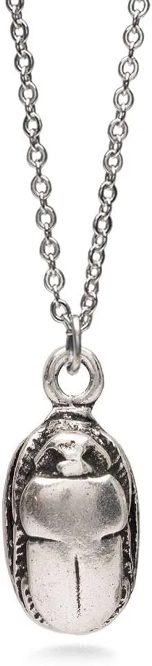 Egyptian Scarab Pendant Necklace - Antique Silver Plated