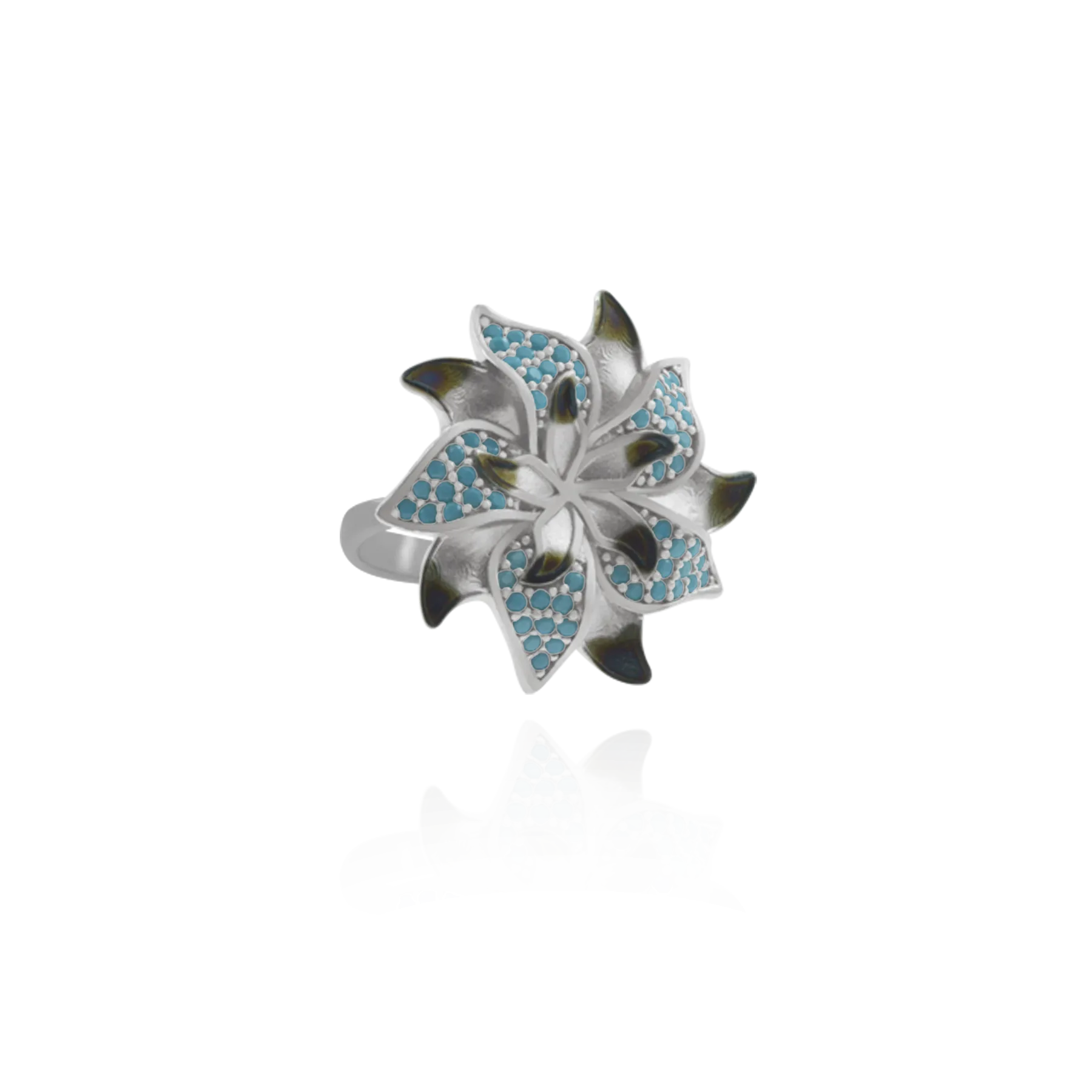 Ember Star Flower with Sparkling Blue Accents Ring