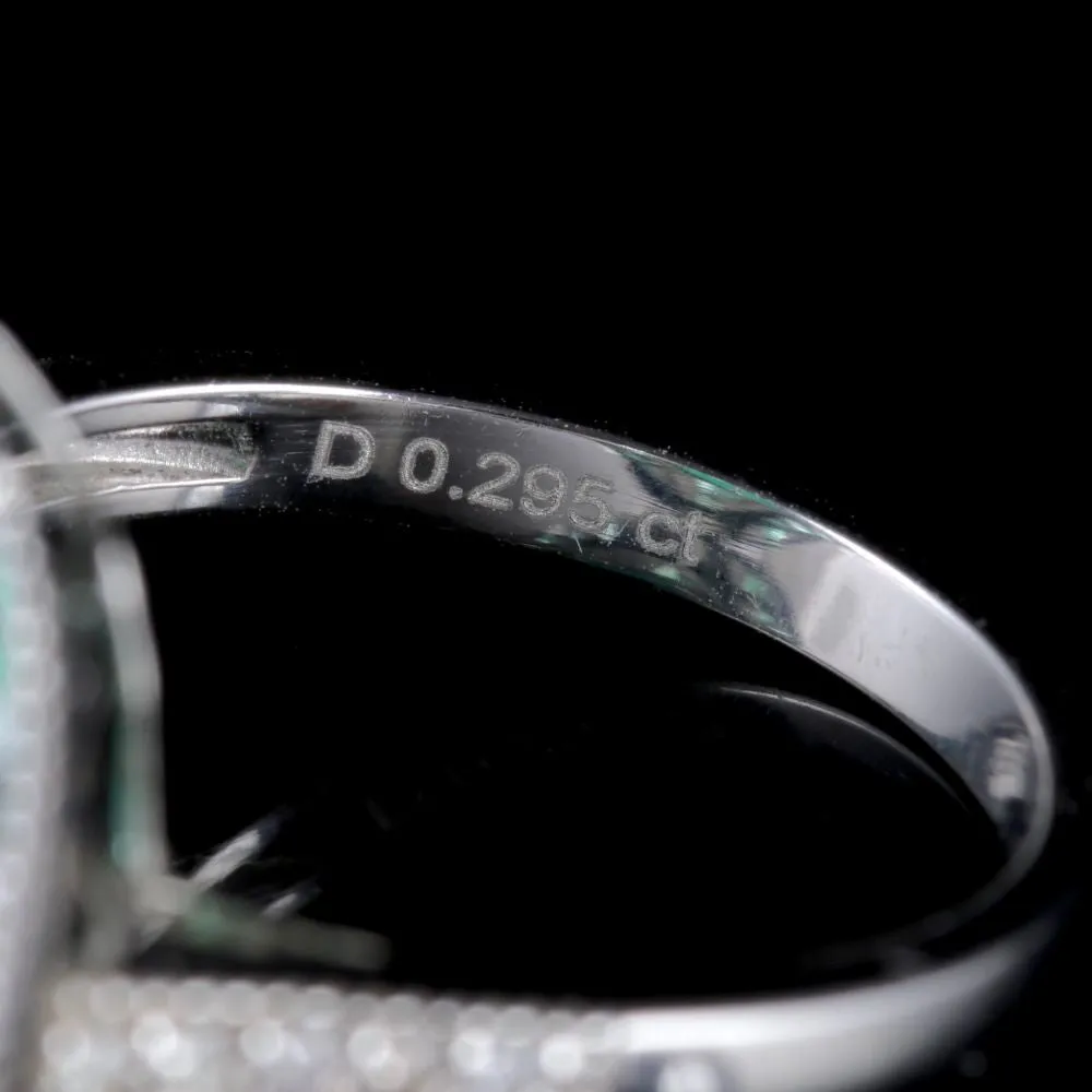 Emerald Diamond Cluster Ring 18Ct White Gold