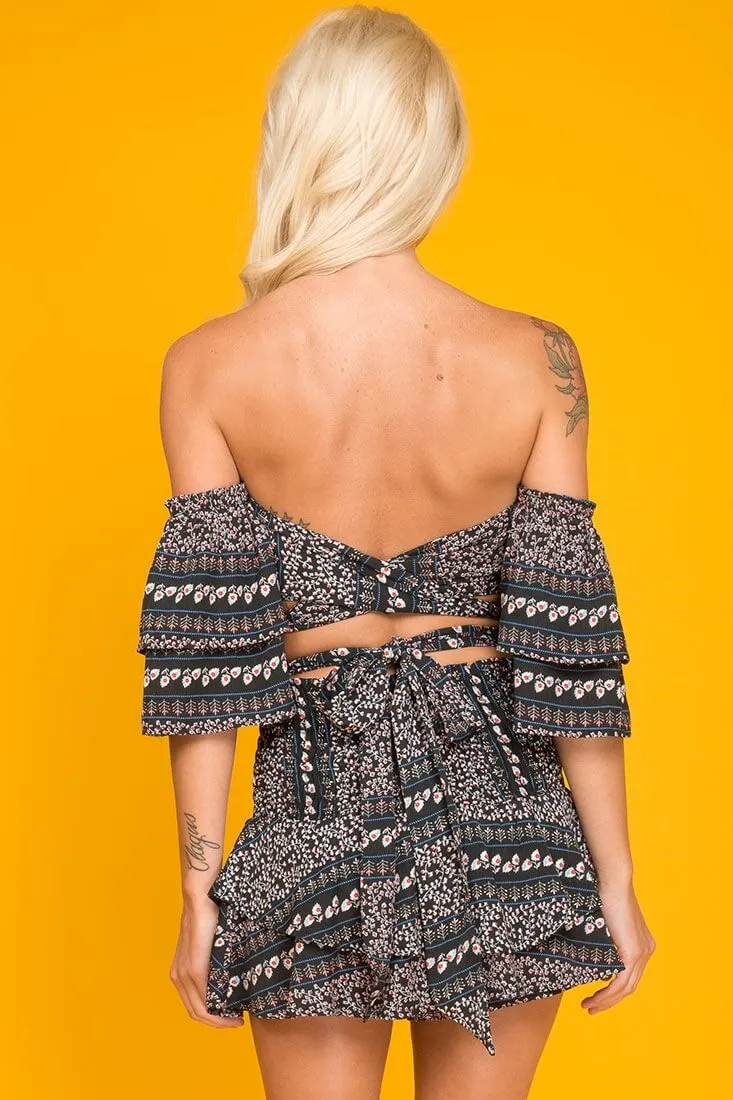 Emory Floral Print Skort Navy