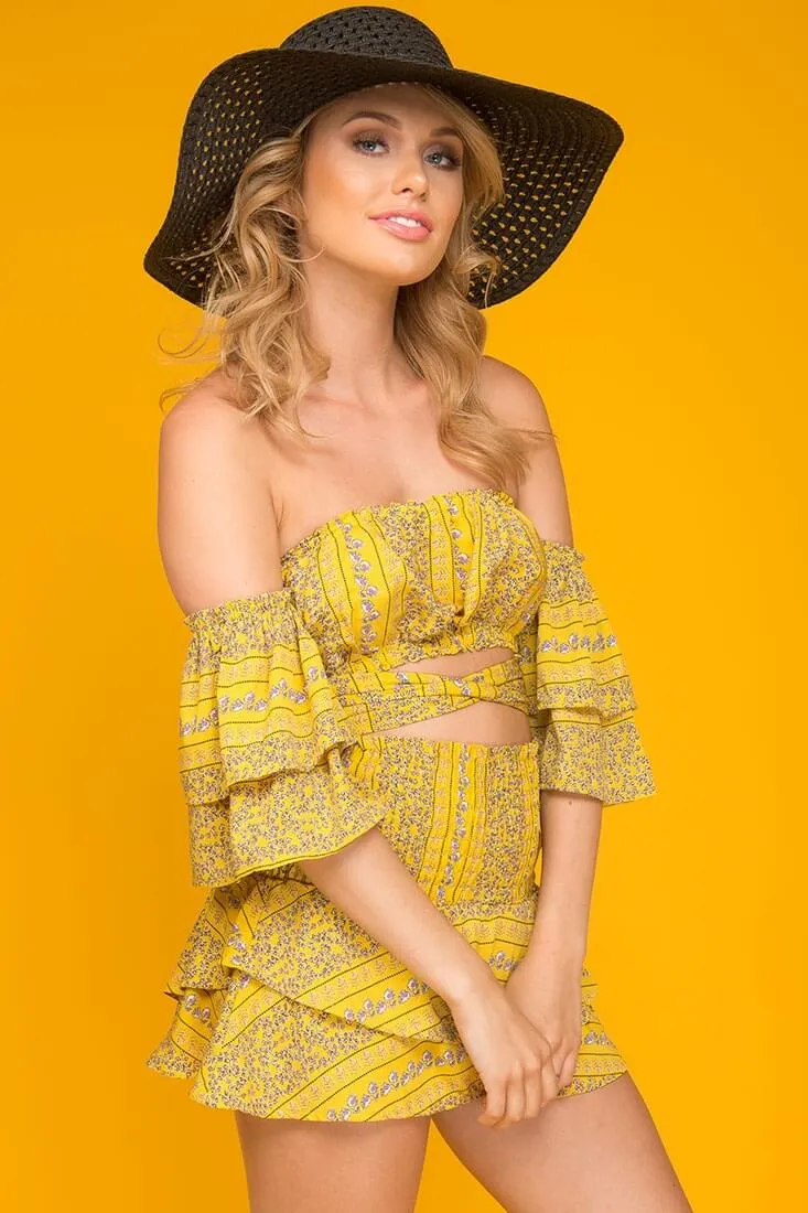 Emory Floral Print Skort Yellow