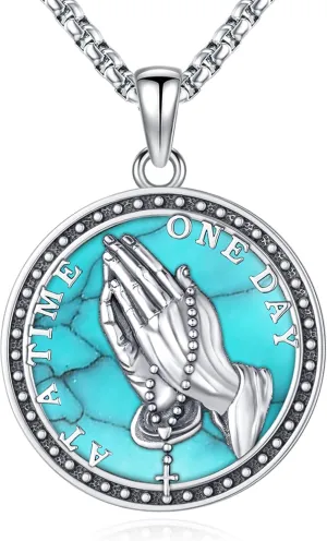 Eusense St Michael Necklace for Men Women Gold Sterling Silver 925 Saint Christopher Pendant Virgin Mary Miraculous Medalla de Praying Hand San Benito Benedict Jewelry