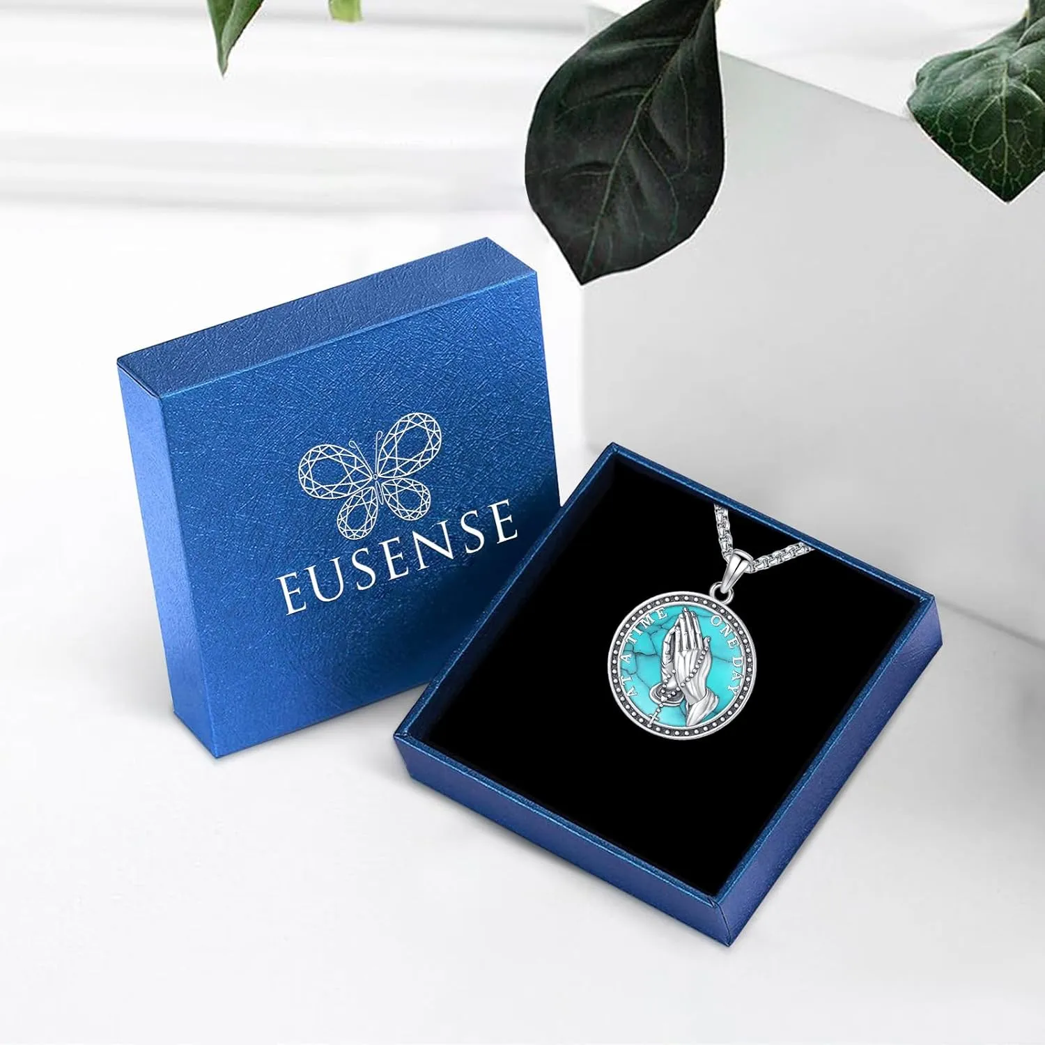 Eusense St Michael Necklace for Men Women Gold Sterling Silver 925 Saint Christopher Pendant Virgin Mary Miraculous Medalla de Praying Hand San Benito Benedict Jewelry