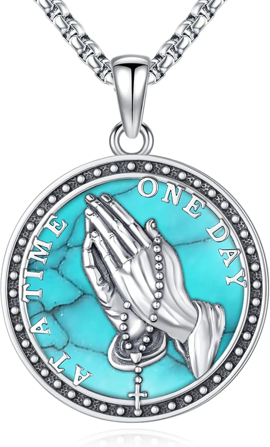 Eusense St Michael Necklace for Men Women Gold Sterling Silver 925 Saint Christopher Pendant Virgin Mary Miraculous Medalla de Praying Hand San Benito Benedict Jewelry