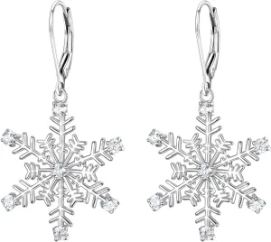 EVER FAITH 925 Sterling Silver Clear Cubic Zirconia Ear Accessories Jewelry Winter Snowflake Earrings for Women