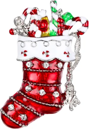 EVER FAITH Christmas Brooch Pins for Xmas Holiday Party Celebration, Austrian Crystal Lovely Jewelry Gift for Women