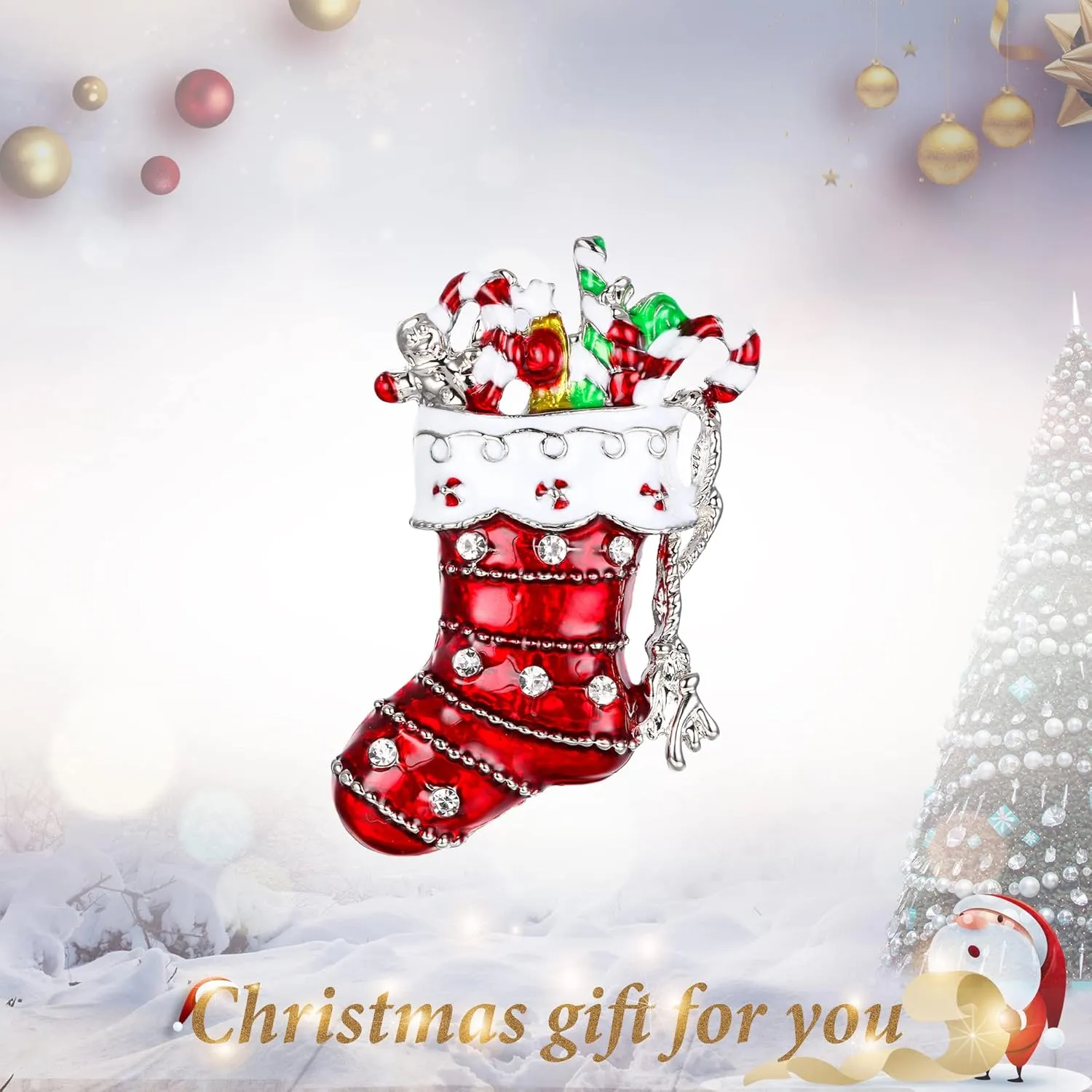 EVER FAITH Christmas Brooch Pins for Xmas Holiday Party Celebration, Austrian Crystal Lovely Jewelry Gift for Women
