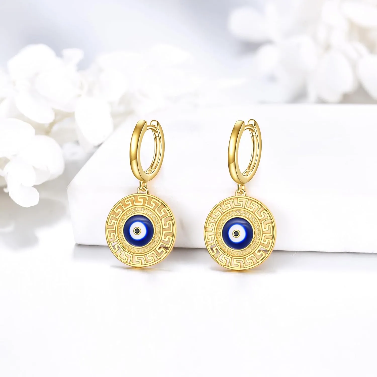 Evil Eye Dangle Earrings 925 Sterling Silver Evil Eye Hoop Earrings Evil Eye Jewelry Gifts for Women