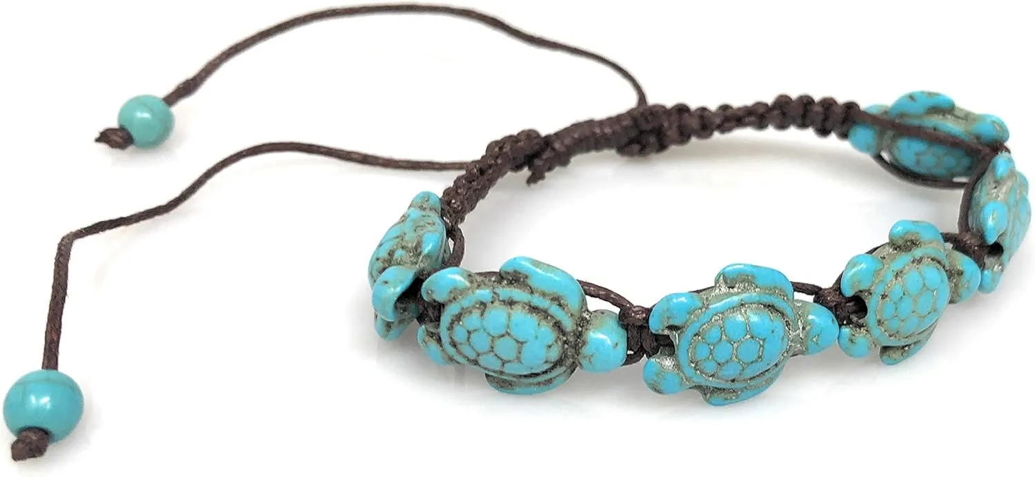 Exotic & Trendy Jewelry, Books and More Turtle Hemp Bracelet-Black Bracelet with Turtle in Turquoise Color-Hawaiian Sea Turtle Bracelet-Hemp Bracelet