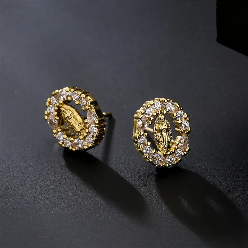 Exotic Geometric Copper Stud Earrings