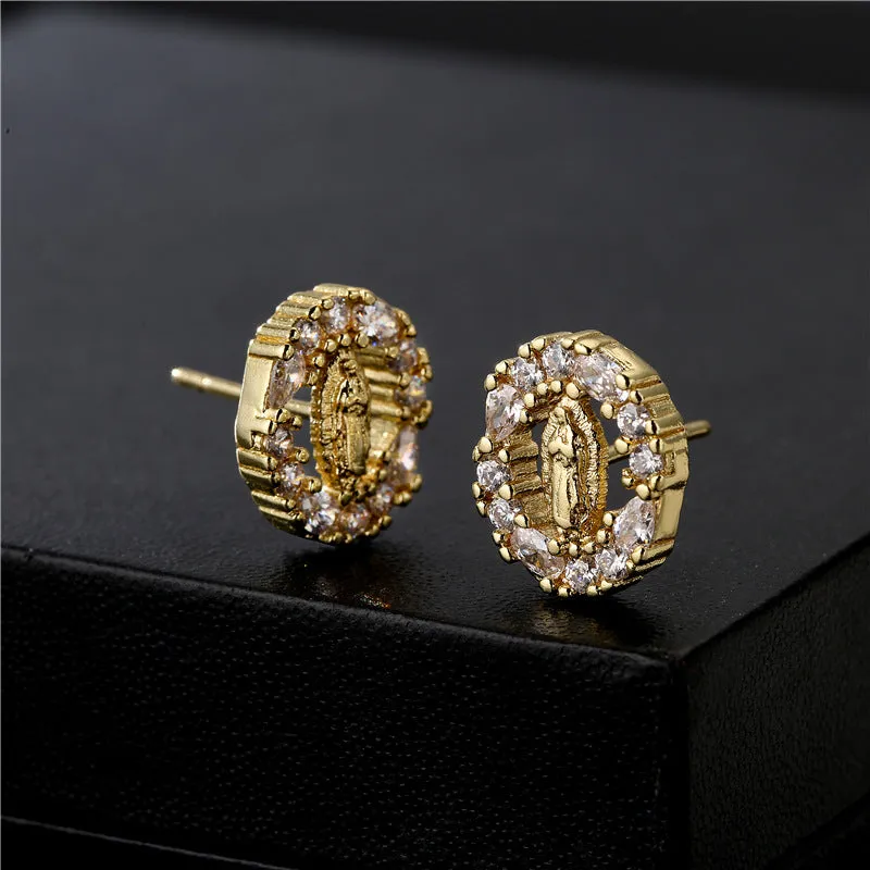 Exotic Geometric Copper Stud Earrings
