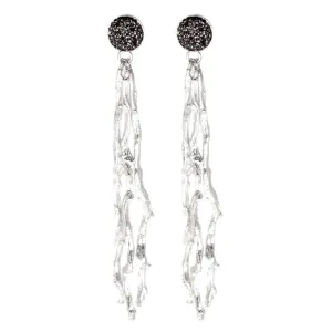 Exotic Palm Comb Earrings With Druzy