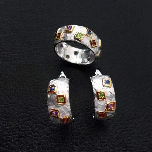 Exotic Squares Sterling Silver Set