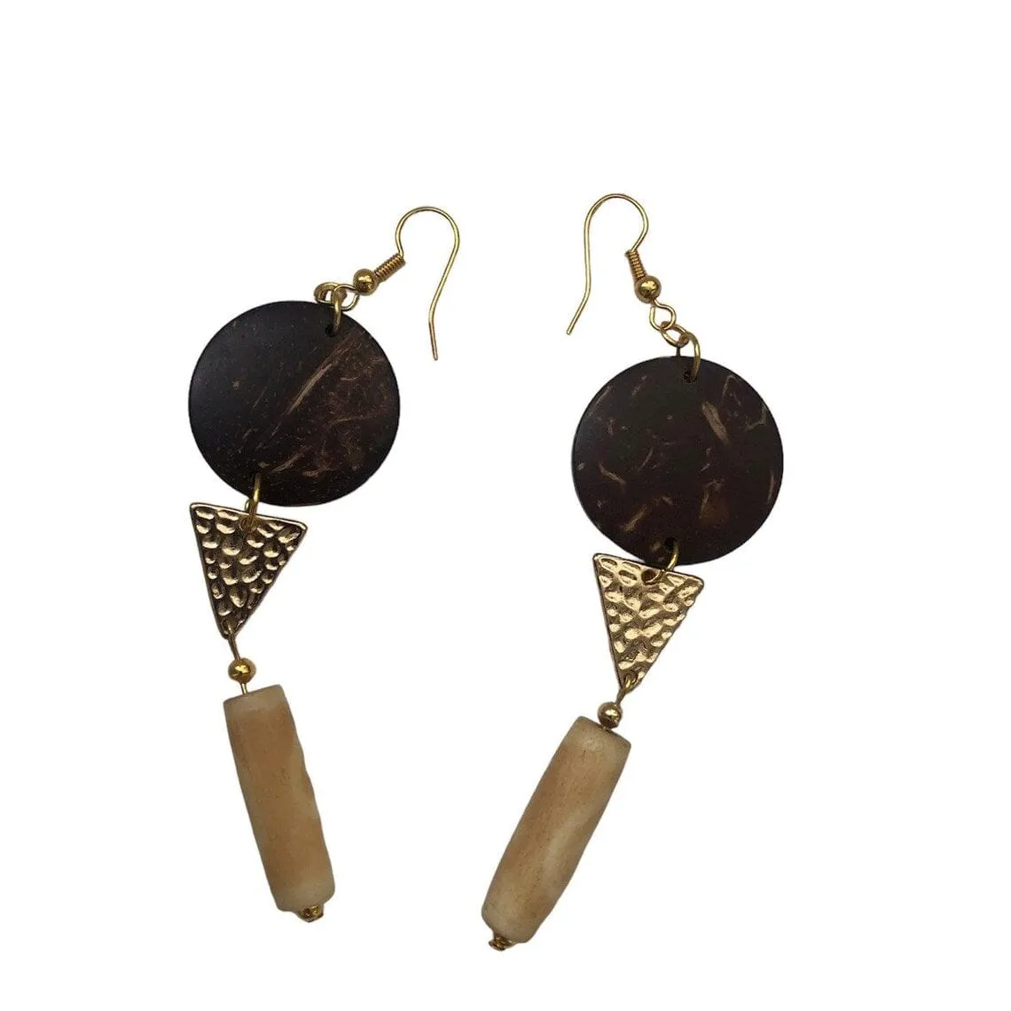 Exotic Wood Gold Plated Dangle Earrings