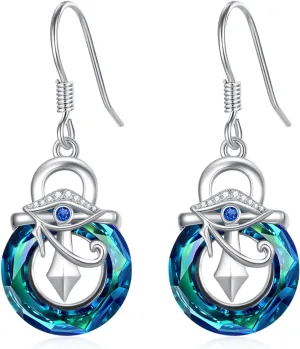 Eyes of Horus Earrings for Women 925 Sterling Silver Evil Eye Stud Egyptian Eye Protection ankh cross Religious Jewelry Gifts for Lovers