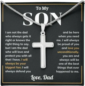 Faith Cross Necklace for Son - From Mom & Dad, Birthday & Graduation Gift