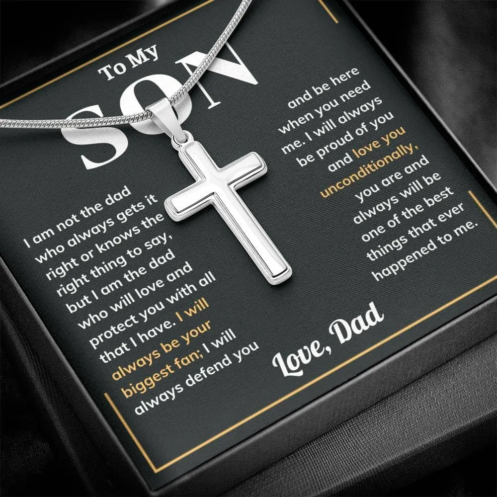 Faith Cross Necklace for Son - From Mom & Dad, Birthday & Graduation Gift