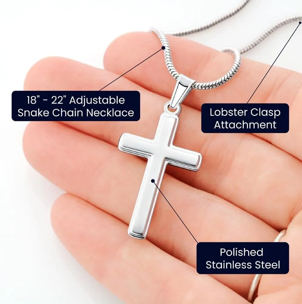 Faith Cross Necklace for Son - From Mom & Dad, Birthday & Graduation Gift