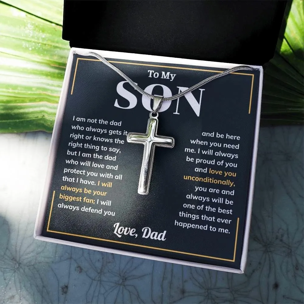 Faith Cross Necklace for Son - From Mom & Dad, Birthday & Graduation Gift