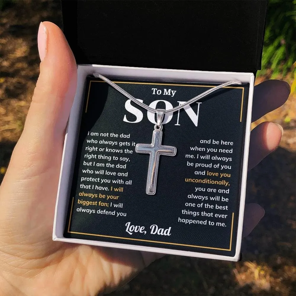 Faith Cross Necklace for Son - From Mom & Dad, Birthday & Graduation Gift