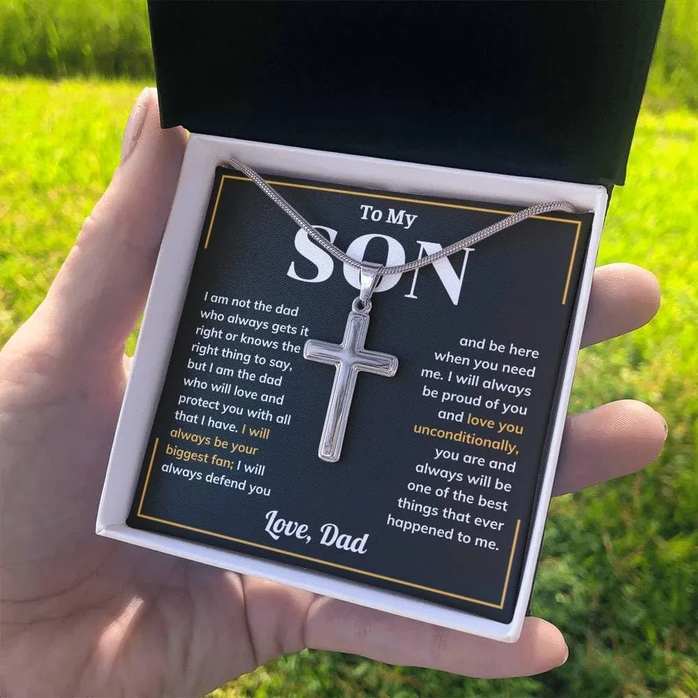 Faith Cross Necklace for Son - From Mom & Dad, Birthday & Graduation Gift