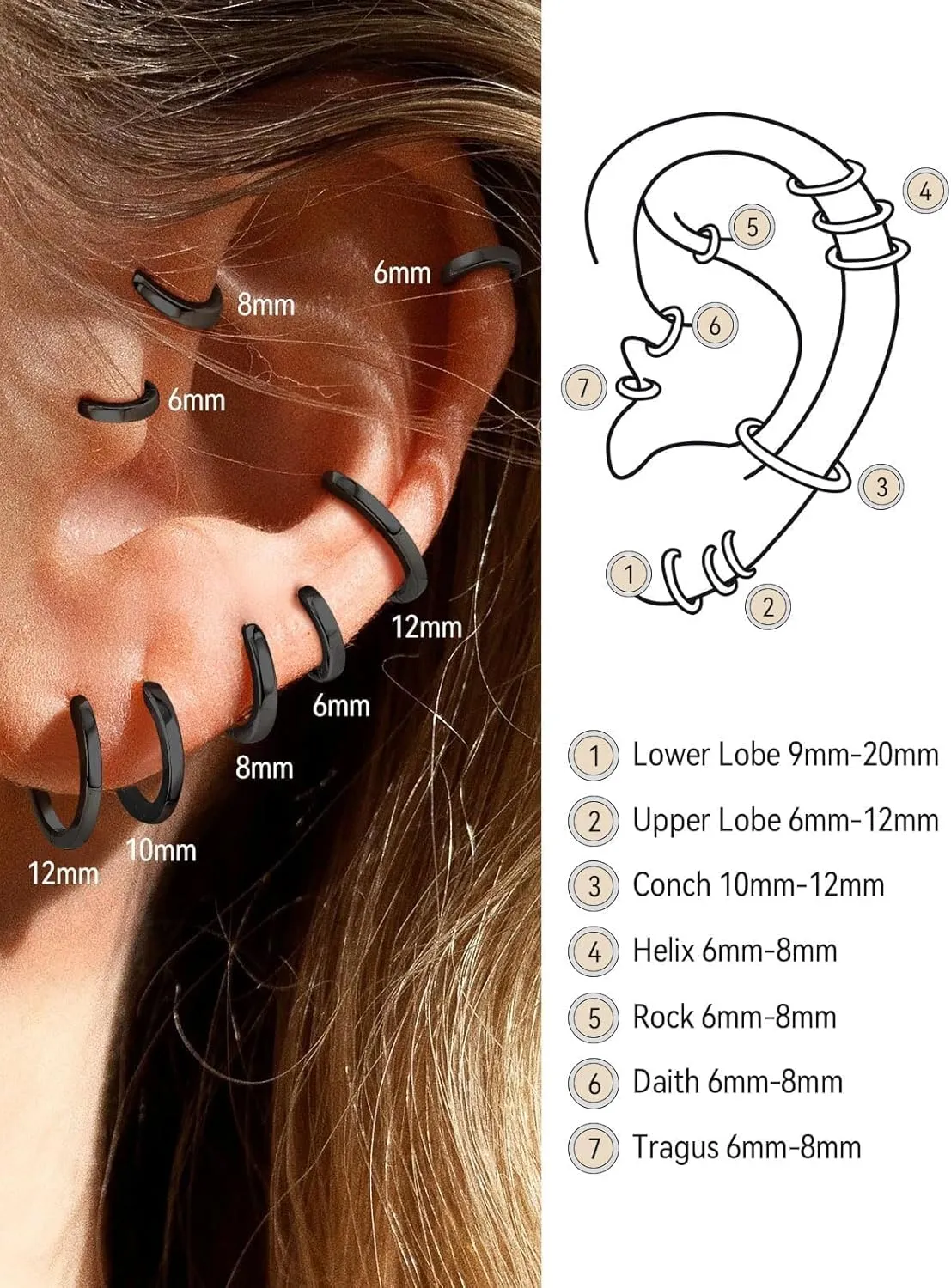 FaithHeart Sterling Silver Hoop Earrings for Women, Hypoallergenic Huggie Hoop Earrings Lightweight Small Cartilage Earrings Hoop Earring Dainty Everyday Earrings 6/8/10/12/14/15/16/18/20mm