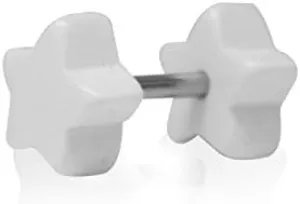 Fake Piercing Plug 7mm Tunnel Studs Unisex Plastic White Star Jewelry