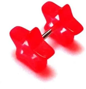 Fake Piercing red Pink neon Plug Tunnel Ear Studs Unisex Plastic Jewelry Star