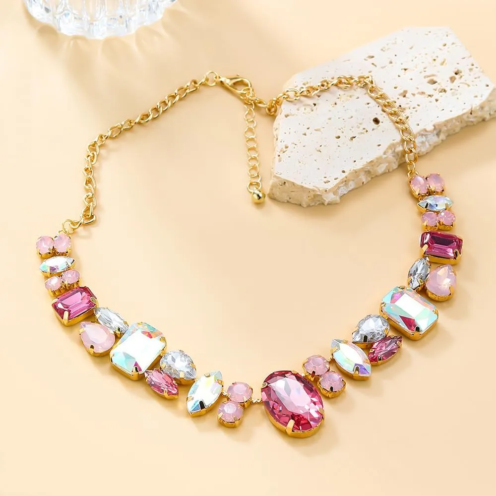 Fashion Prom Shinny Full Rhinestones Gold Silver Red Blue Choker Necklace Dainty Layered Sexy Purple Body Chain Choker Necklace Dainty Halloween Christmas Necklace Jewelry Gift for Women