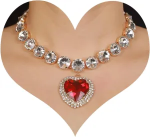 Fashion Prom Shinny Full Rhinestones Love Choker Necklace Earrings Set Dainty Layered Sexy Body Chain Pink Choker Necklace Dainty Gold Silver Halloween Christmas Crystals Necklace for Women