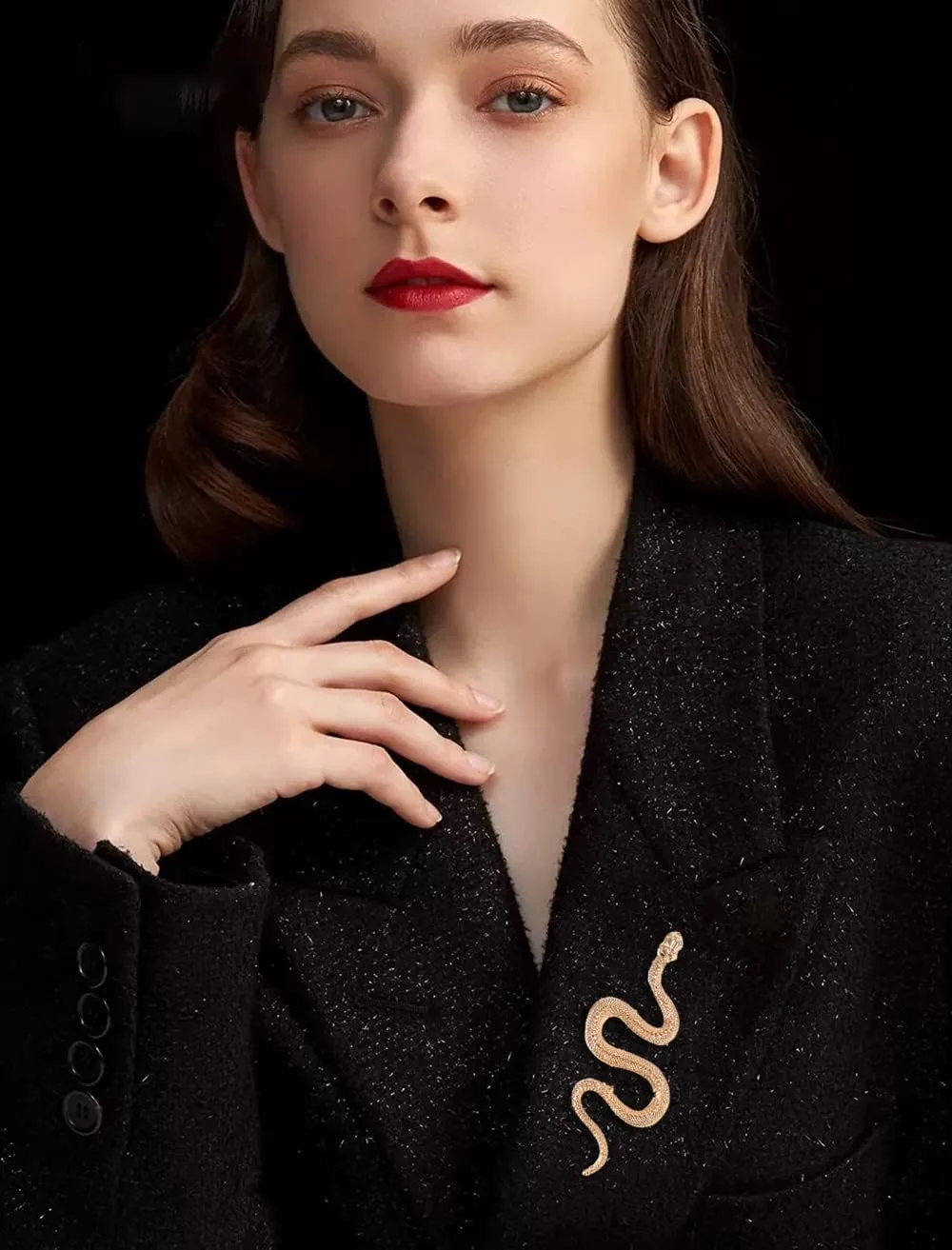 Fashion Snake Lapel Brooch Pin Animal Pin Clip Collar Sweater Scarves Badge Jackets Dress Suit Hats Corsage Brooches Pins Punk Jewelry Gifts for Women Girls Birthday