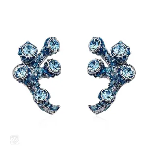 Faux aquamarine branch coral earrings